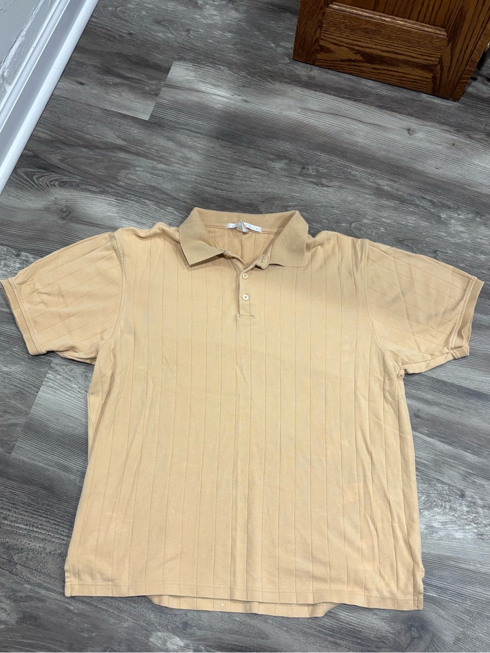 Perry Ellis Men's Beige Short Sleeve Corduroy Polo
